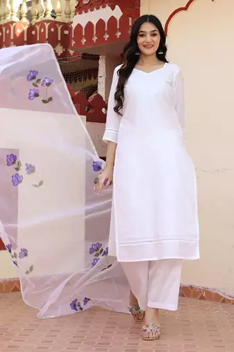 Morning glory hand painted suit set