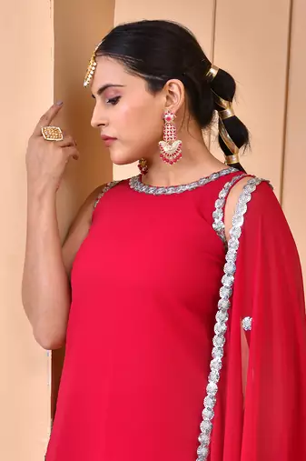 Jazzberry georgette sharara set