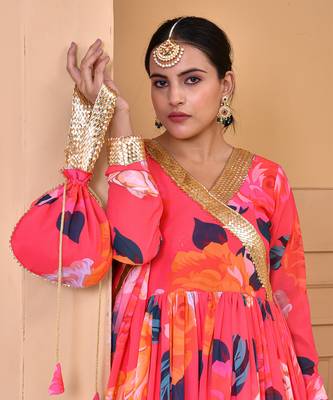 Coral printed sharara set 3