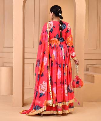 Coral printed sharara set 4