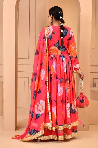 Coral printed sharara set