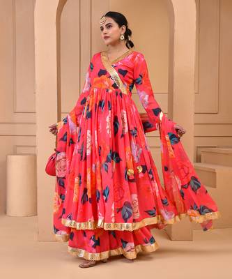 Coral printed sharara set 5
