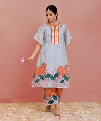 Kamdhenu chanderi kaftan set 1