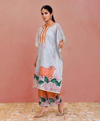 Kamdhenu chanderi kaftan set 3