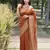 Women's Orange Handloom  Silk Blend Printed Border Traditional Saree with Blouse