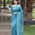 Women's Firozi Handloom  Silk Blend Printed Border Traditional Saree with Blouse