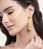 1 gram gold plated forming gold look long earrings for women