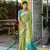 Women's Green Tussar Silk Blend Temple Border with Zari Lining Traditional Saree with Blouse