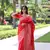 Women's Red Handloom  Silk Blend Weaving Pallu Traditional Saree with Blouse