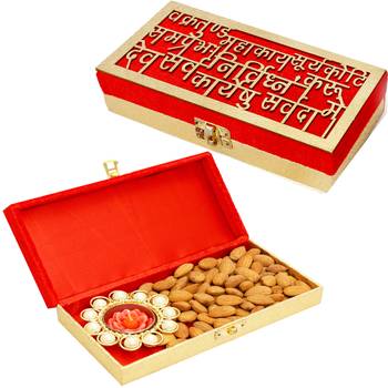 Diwali hampers - wakrakund box of almonds and t-lite 1
