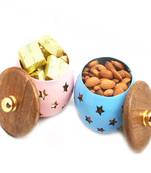 Diwali hampers- set of 2 chocolate and almonds metal jars