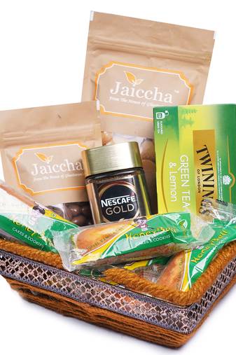 Square metal basket hamper  of 15 goodiess