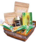 Square metal basket hamper  of 15 goodiess