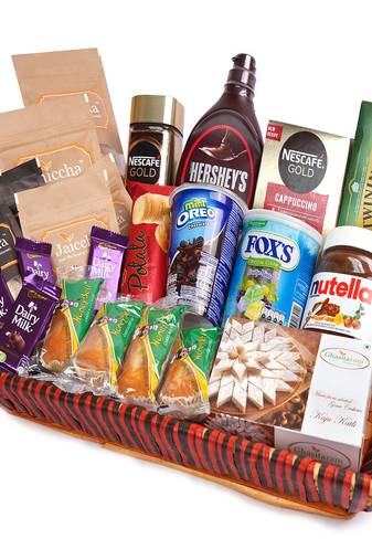 Big red basket hamper  of 30 goodies
