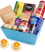 Perfect basket hamper  of 10 goodies with 2 t-lites