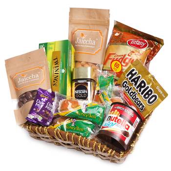 Brown cane like basket hamper  of 20 goodies 1