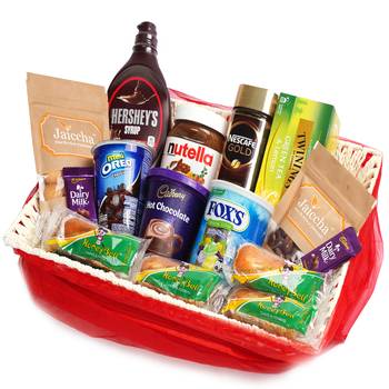 Red net basket hamper  of 21 goodies 1