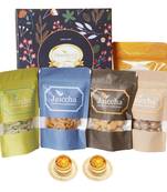 Ghasitaram hamper box of 5 pouches with 2 t-lights