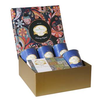Ghasitaram big hamper box of 4 dryfruit cans and mewa bites 1