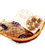Healthy hampers- boat basket with sugarfree mix and almonds pouch