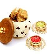 Healthy hampers - white wooden granula bites jar with 2 t-lites