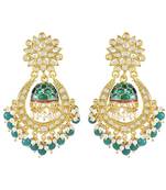Traditional meenakari kundan studded pearl dangle jhumki earrings set