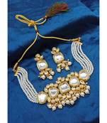 Indian bollywood gold plated kundan studded and beaded jewellery set