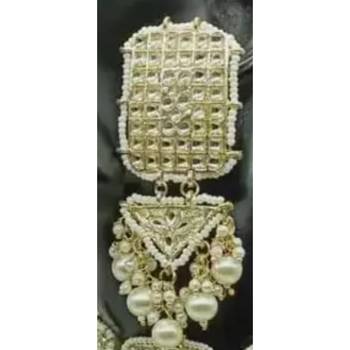 Indian bollywood gold plated kundan studded and beaded jewellery set 2