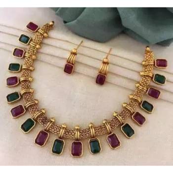 Indian bollywood gold plated kundan studded bridal choker Necklace :: jewellery set 1