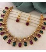 Indian bollywood gold plated kundan studded bridal choker necklace jewellery set