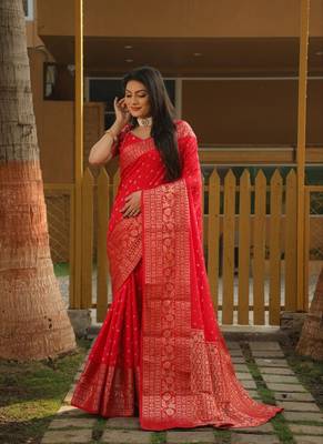 Handmade Bandhej Kanjivaram Silk Saree 2