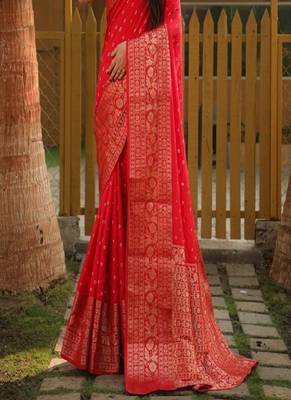 Handmade Bandhej Kanjivaram Silk Saree 4