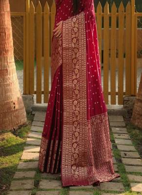  Handmade Bandhej Kanjivaram Silk Saree 3