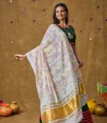 White Silk Bandhej Printed Garba Special Dupatta