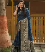 Handmade Bandhej kanjivaram silk blend Saree