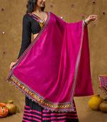 Pink Cotton Embroidered Garba Special Dupatta