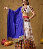 Blue Cotton Embroidered Garba Special Dupatta