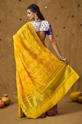 Yellow Silk Bandhej Printed Garba Special Dupatta 2