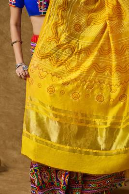 Yellow Silk Bandhej Printed Garba Special Dupatta 3