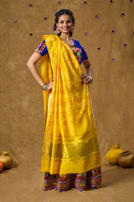 Yellow Silk Bandhej Printed Garba Special Dupatta 4