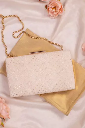 Mughal off white box clutch