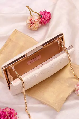Mughal off white box clutch