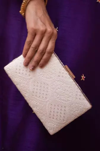 Mughal off white box clutch