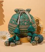 Resham green potli