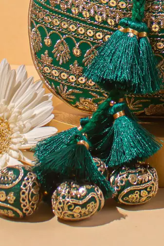 Resham green potli