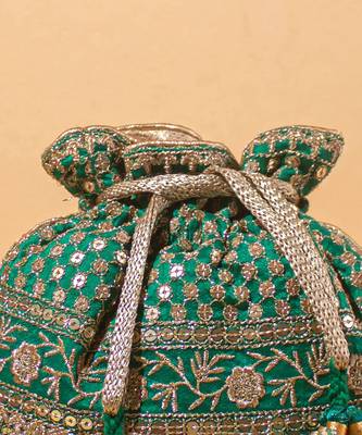 Resham green potli 3