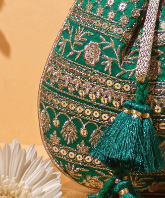 Resham green potli 4