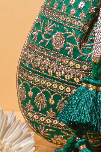 Resham green potli