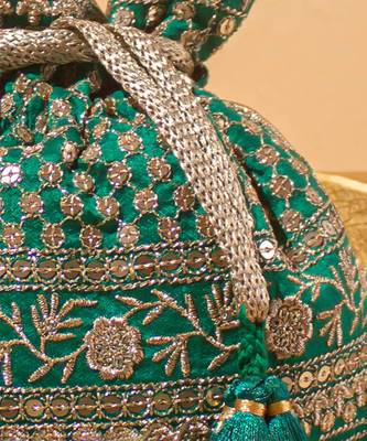 Resham green potli 5
