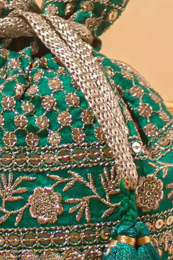 Resham green potli